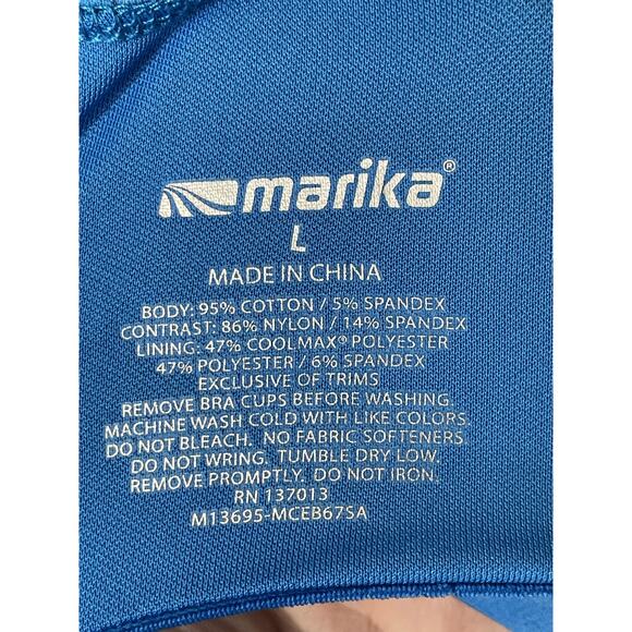 Marika Tank Top Shirt Womens Large Blue Racerback Built In Bra Athletic Workout - Picture 6 of 7